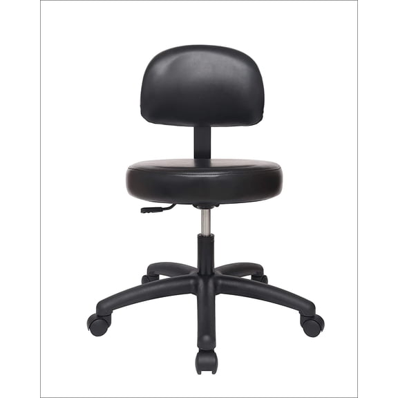 Chair Master Round Vinyl Chair/Stool-Black-for Garage, Counters, Shop, Kitchen, Computer Desks, Drafting Tables. Easy to Clean! (Glides, Medium Table 19"-27")