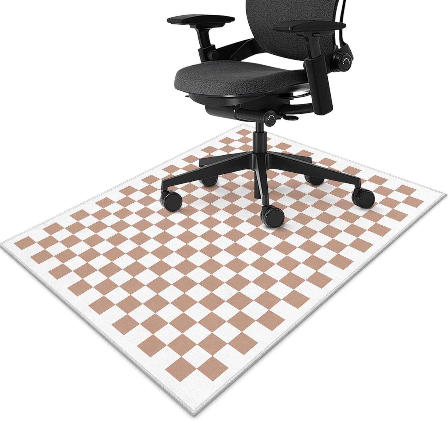 Desktop Rug Chair Mat for Hardwood Floor Beige and White Checkered 48