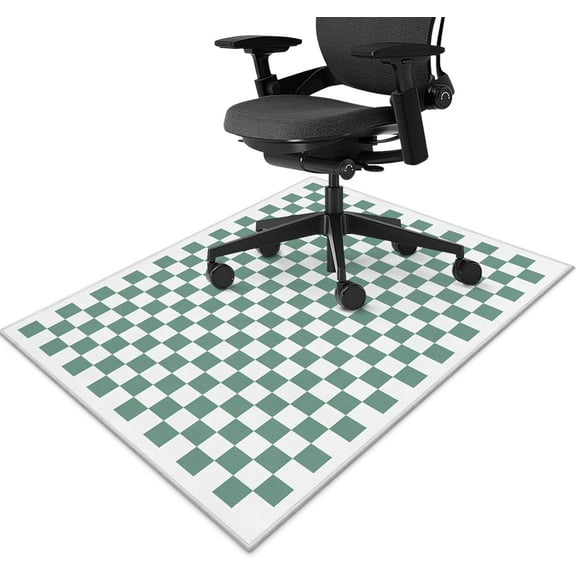 Chair Mat for Hardwood Floor Green Checkered 36"x48" Computer Gaming Chair Mat Anti-Slip Office Rugs Floor Protector for Rolling Chairs Under Desk Rug for Home Office