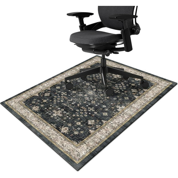 Chair Mat for Hardwood & Tile Floor 36"x48",Modern Farmhouse Dark Charcoal Computer Rolling Chair Mat Carpet Under Desk Non Slip Boho Distressed Gaming Rug Low-Pile Large Protector Mat