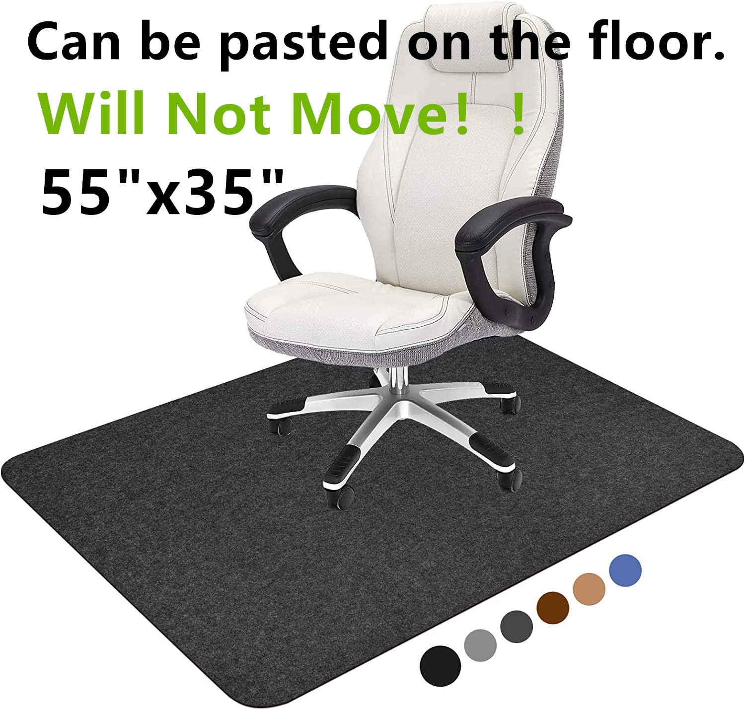 Evolve Modern Rectangular Office Chair Mat for Low and Medium Pile