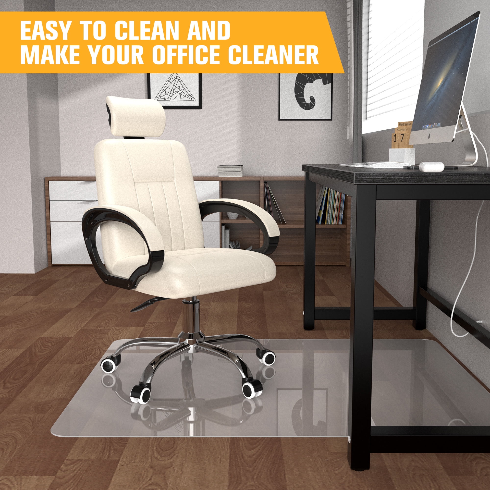 Homieway 48 x 36 Office Chair Mat for Hardwood Floor Non Slip Clear Desk Chair Mat for Home Office Easy Rolling Walmart