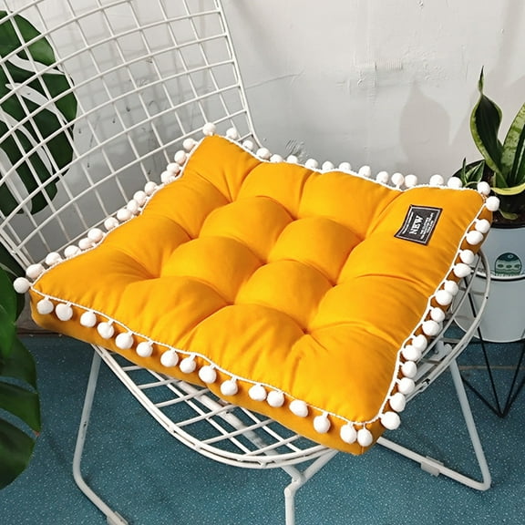 Chair Mat1PC,Thickened Floor Mat16.14x16.14x3.54in,Polyester Upholstered Chair Cushion for Kitchen Dining Patio Seating Support(Yellow)