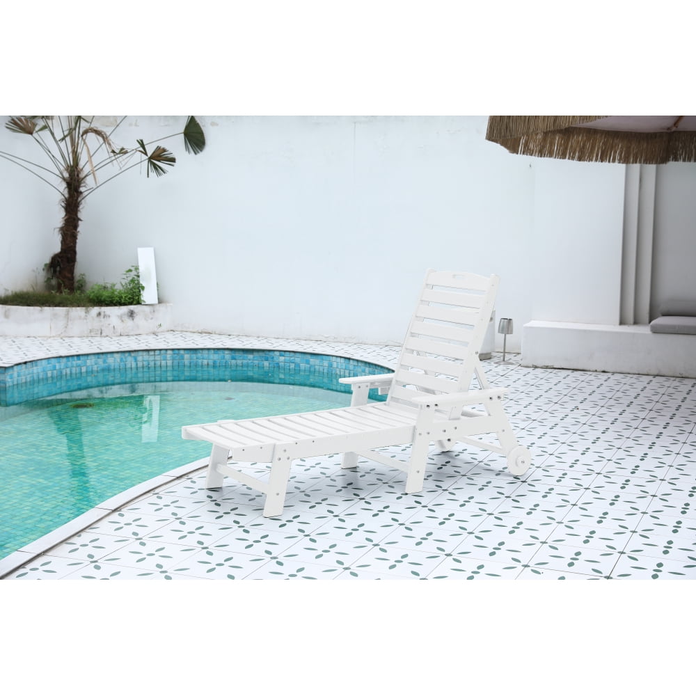 Chair Outdoor with Wood Texture, Oversized Chaise Lounge Chair with 5 ...