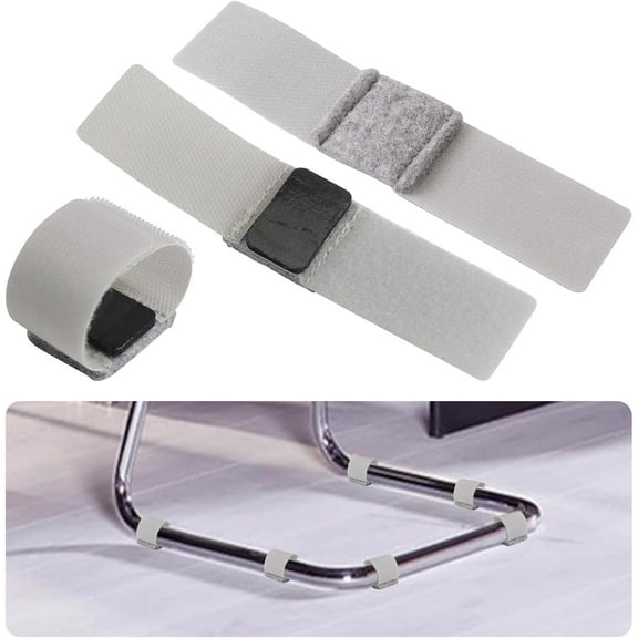 Chair Pads 24Pcs Grey Self Adhesive Wrap-Around Felt Floor Saver Chair Sled Floor Protectors with Hook and Loop Fasteners