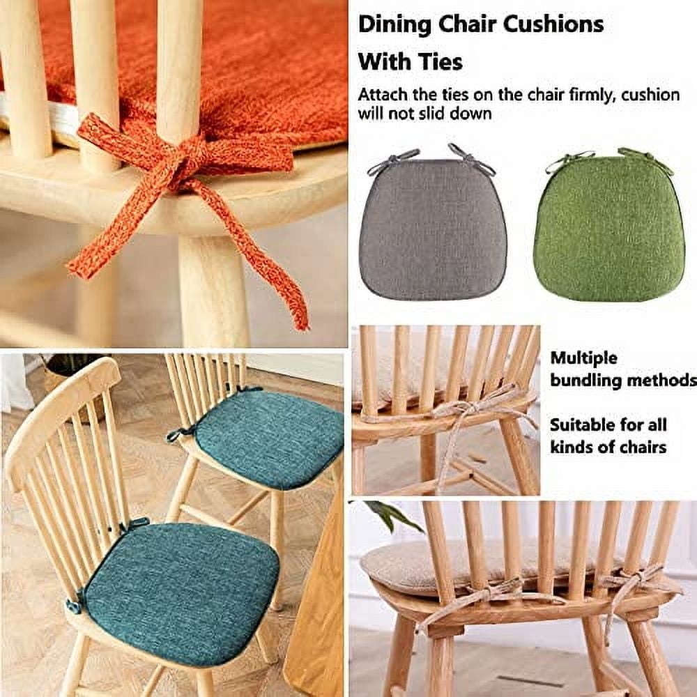 Chair Pads for Dining Chairs Set of 6, Kitchen Chair Cushions with Ties, Seat Cushions for ...