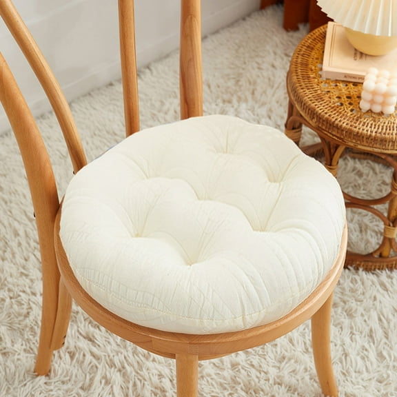 Chair Pads,Sofa Foam Seat Cushion,Round Outdoor Seat Cushions,Soft Round Stool Pad,Balcony Tatami Yoga Mat,Thick Chair Cushions,Concave-shaped Stool Pad for Chair(White 16*16in)