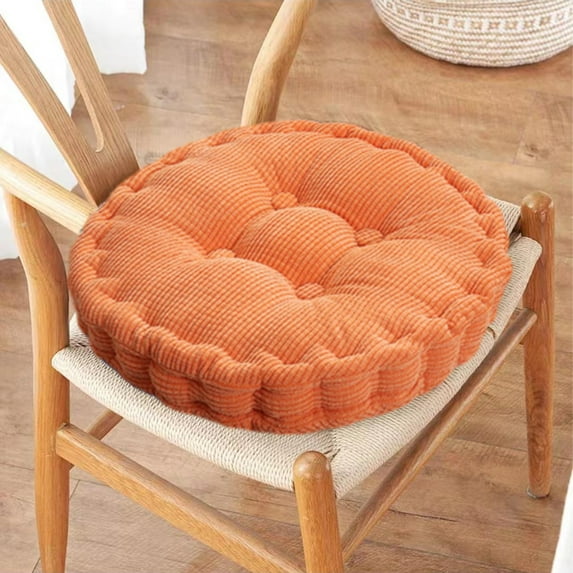 Chair Patio Cushion, Round Seat Pads, Thickened Tatami Chair Cushions for Kitchen Office Seat Cushion 15 * 15 Inch, Orange