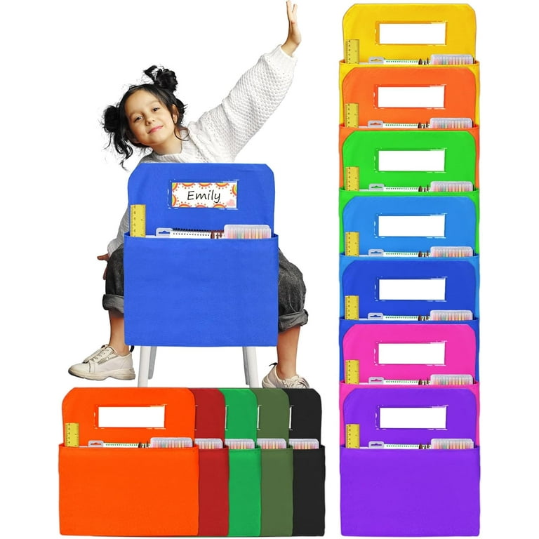 Chair Pockets for Classrooms Set of 24 Large Capacity Back of Chair Pocket Organizer 18 x 19 Chair Storage Bag Seat Pockets with DIY Name Tags for Student School Supplies Multi Color Walmart