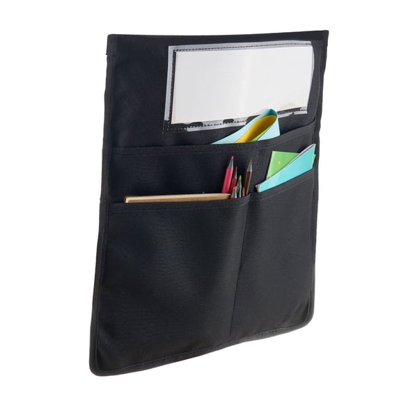 Chair Pockets for Classroom 24 Pack, Seat Pocket Organizers with Name Slots, Black, Fits 12-13 Inch Chairs, K-6 Grade School Supplies