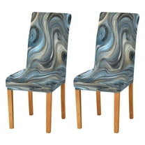 Chair Protector Cover Dining Chair Slipcovers Pack of 2, Removable Washable Seat Cover for Dining Room Wedding Swirling Metal and Marble Pattern
