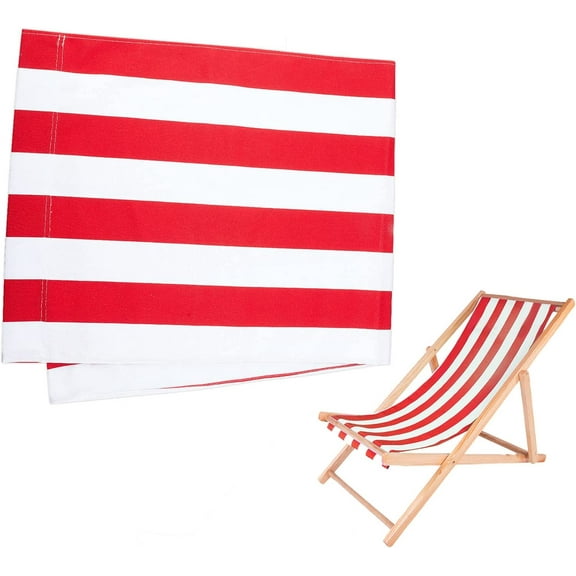 Chair Replacement Fabric 44 x 17 Inch Lounge Chair Cloth Long Beach Chair Cloth Folding Chair Red White Striped Oxford Canvas Chair Accessories for Sun Lounger Pool Sunbathing Garden 1pc DIY
