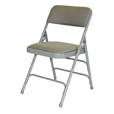 Chair - Rhino Fabric Padded Metal Folding w/Triple Brace Quad Hinge - Grey (4/Box)