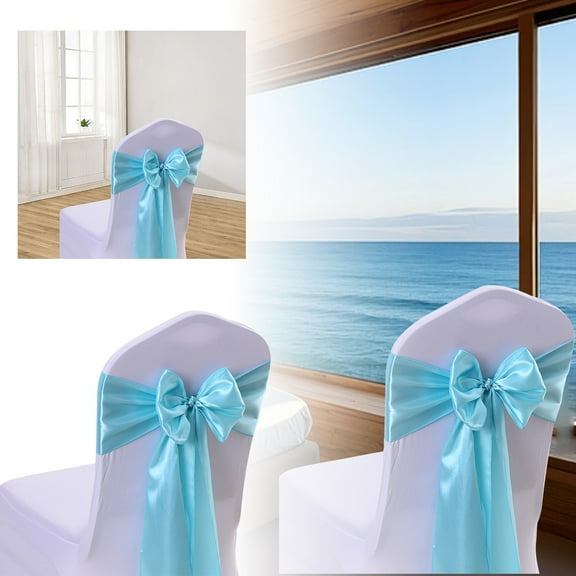Satin Chair Sashes with Bands Stretch Ribbon Bows for Wedding Decorations Party Events Banquet Hotel Home Kitchen Chair Covers Living Room Bedroom Enhancements Bowless Design Silk Material
