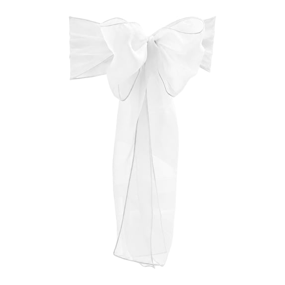 Chair Sashes Tulle Ribbon 275x18cm, Wedding Party Chair Back Drapes, Polyester Bow Tie Decor for Banquet Birthday Shower, Event Decoration Fabric,White