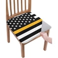 thumbnail image 1 of Chair Seat Covers Gold Stripes Emergency Telecommunicators Seat Covers for Dining Chairs USA Flag Stripe Removable Upholstered Chair Protector Seat Cushion Slipcovers for Kitchen Office Set of 4, 1 of 5