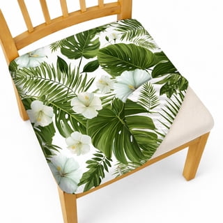 AOHMPT Chair Seat Covers Set of 4, Waterproof Stretch Polyester Chair Protectors with Elastic Ties, Removable Washable Dining Chair Slipcovers for Kitchen Dining Room Home Decor