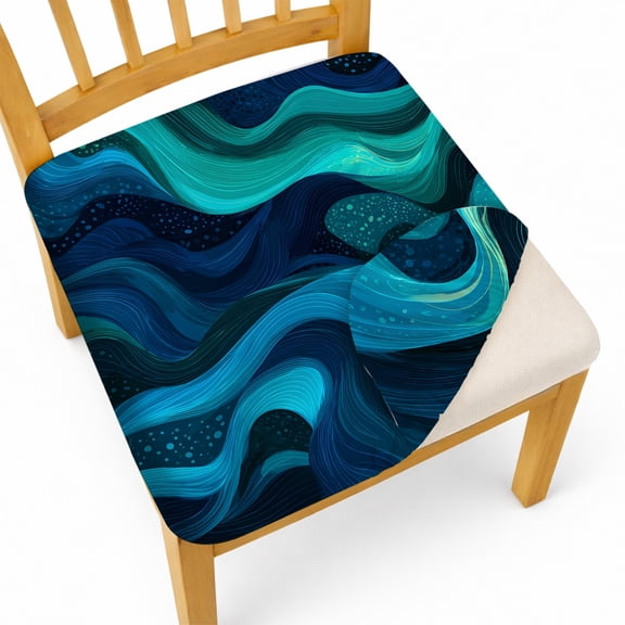 Chair Seat Covers Set of 4, Waterproof Stretch Polyester Chair Protectors with Elastic Ties, Removable Washable Dining Chair Slipcovers for Kitchen Dining Room Home Decor