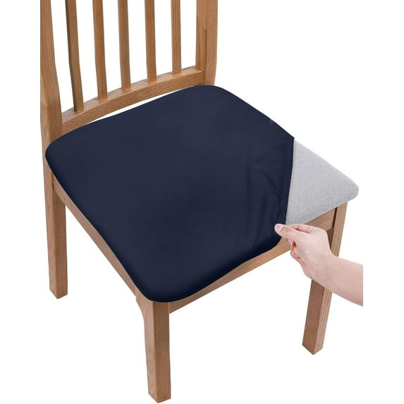 Chair Seat Covers,Solid Color Farmhouse Decor Aqua Stretch Removable Seat Covers for Dining Chairs,Soft Dining Room Seat Cover Set of 4