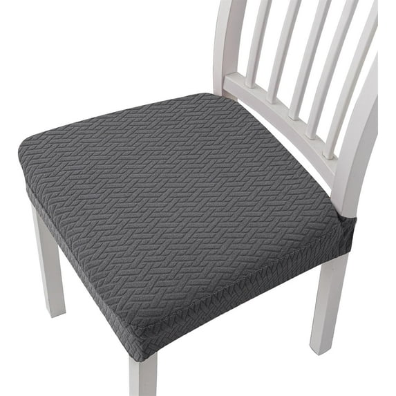 Chair Seat Covers for Dining Room Set of 2, Stretch Jacquard Removable and Washable Chair Covers, Protector Chair Cushion Grey