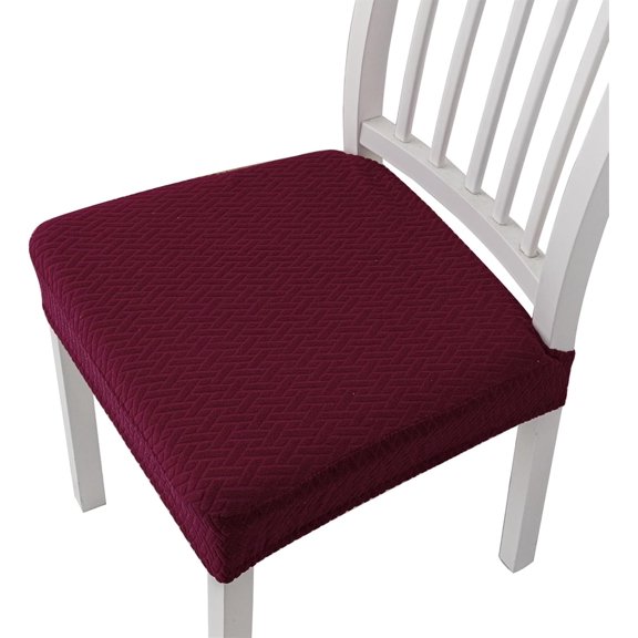Chair Seat Covers for Dining Room Set of 6, Stretch Jacquard Removable and Washable Chair Covers, Protector Chair Cushion Red