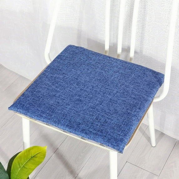 Chair Seat Cushion 1" Thick Square High Density Foam Bench Cushion with Ties,Non-Slip Chair Seating Pad Floor Cushion for Dining Kitchen Office (Blue, 15.74x15.74x1.57in)