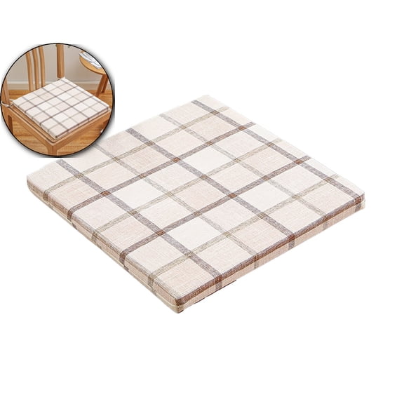 Chair Seat Cushion 1" Thick Square High Density Foam Bench Cushion with Ties, Chair Seating Pad Floor Cushion for Dining Kitchen Office
