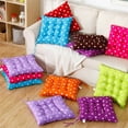 thumbnail image 1 of Chair Seat Cushion Pad 16x16 Inch, Polka Dot Polyester, Machine Washable with Hook and Loop Straps, Reversible Soft Cushion for Dining Chairs, Patio, Home Office (Coffee), 1 of 4