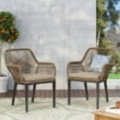 Chair Set of 2, Outdoor PE Rattan Wicker Dining Chairs for Patio Garden, Brown