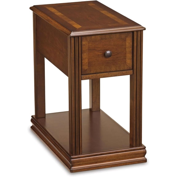 Chair Side End Table, 1 Drawer, 1 Fixed Shelf, Veneers
