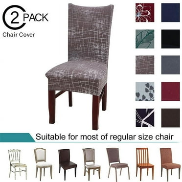 Chair Slipcover, AUCHEN Stretch Printed Patterns Dining Chair Cover Set of 2, Parsons Chair Protector Cover for Dining Room, Furniture Protector Cover for Restaurant Hotel Ceremony (Brown Pattern 1)