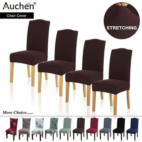 Chair Slipcover, AUCHEN Super Stretchy Dining Chair Covers Set of 4, Parsons Chair Protector Covers Chair Covers for Dining Room, Furniture Protector Covers for Restaurant Hotel Ceremony (Coffee)