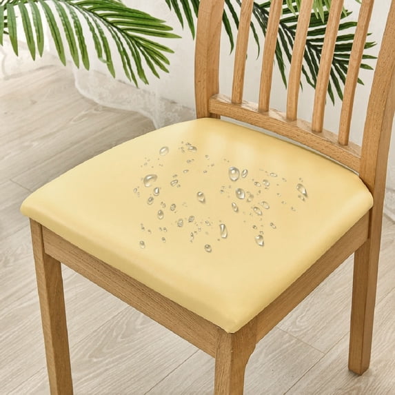 Stretchable Elastic PU Leather Chair Cover, Waterproof Oil-Proof Slipcover for Dining Chairs, Scratch-Resistant Furniture Protector