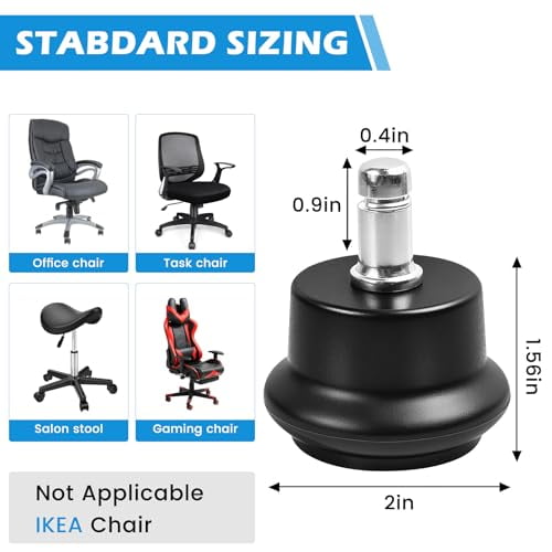 Chair Wheel Stoppers, Converts Swivel Casters to Fixed Non-Rolling Casters, 5-Pack with Self-Adhesive Felt Pads for Carpet & Hard Floor Protection, Prevents Chair Movement & Floor Scratches