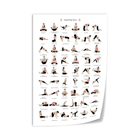 Chair Yoga Pose Chart Yoga Exercise Poster Canvas Print Wall Art Decor Living Room Office Bedroom