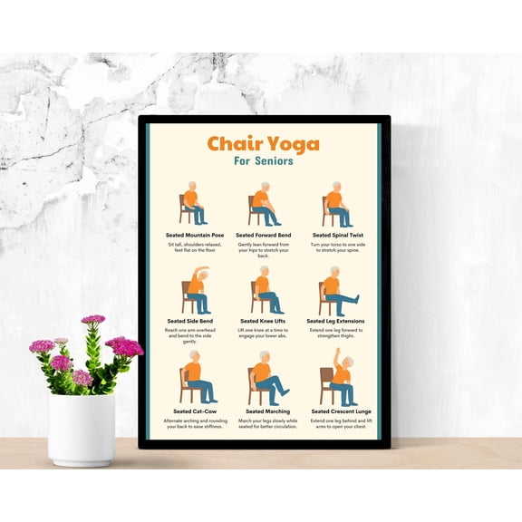 Chair Yoga Suitable For The Elderly, Low Impact Exercise Maps, Printable Home Exercises Suitable For Both Seniors And Beginners, Gentle Senior Fitness, And Sitting Exercise Posters