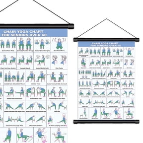 Large Print Chair Yoga Chart for Seniors 60+ Big Bold Visuals, Easy-to-Read Guide for Elderly with Mobility Issues Wall Hanging Poster for Home or Care Facilities