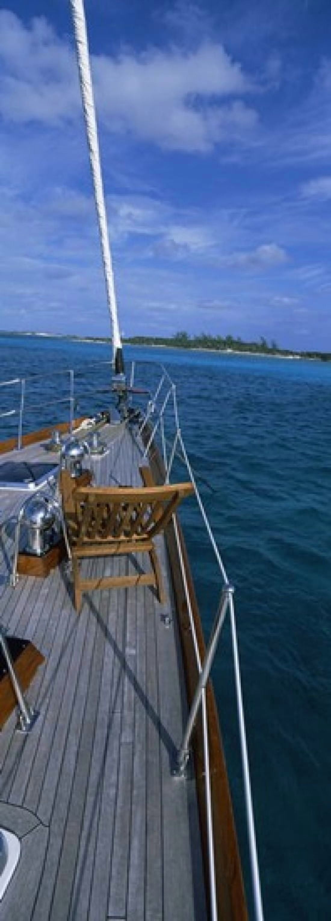 Chair on a boat deck Exumas Bahamas Canvas Art - Panoramic Images (36 x 13)