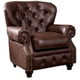 thumbnail image 1 of Chair with Button Tufted Backrest and Rolled Design Arms, Brown, 1 of 5