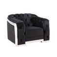 thumbnail image 1 of Chair with Button Tufting and Metal Trim, Black and Chrome, 1 of 5