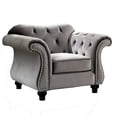 thumbnail image 1 of Chair with Flared Design Arms and Button Tufting, Gray, 1 of 5