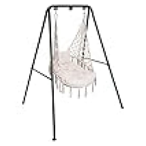 Chair with Stand, Macrame Hammock Chair Cushion, Heavy-Duty Steel Stand for Indoor, Bedroom, Yard, Garden- 350 Lbs Capacity, White