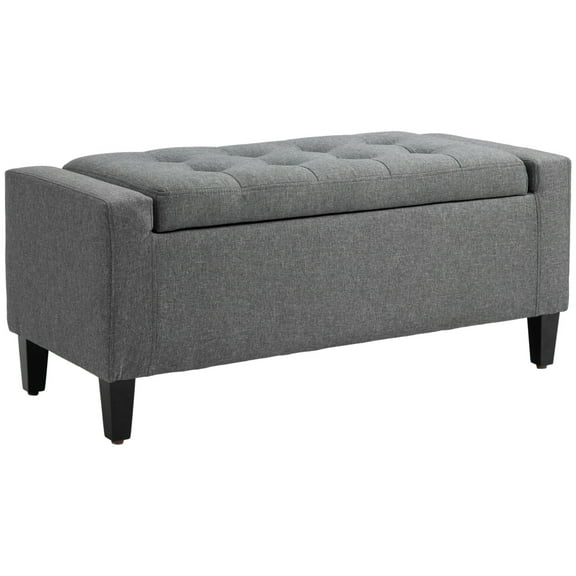 Chair with Storage, Linen Upholstered Ottoman, Tufted Storage Bench for Living Room, Bedroom