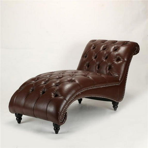 Chairone House W68039273 Button Tufted Chaise Lounge, Brown