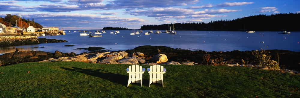 Chairs Lobster Village ME Canvas Art - Panoramic Images (27 x 9)
