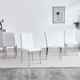 thumbnail image 1 of TesNus Dining Chairs Set of 4, White PU Leather High Back Upholstered Kitchen Chairs with Chrome Metal Legs for Dining Room, 1 of 9