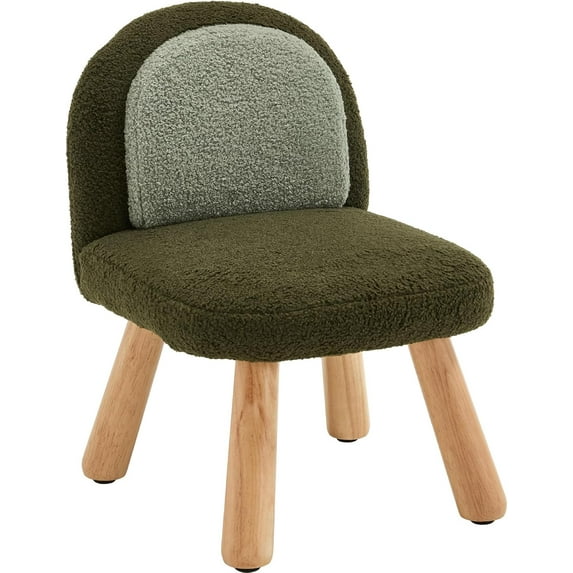 Chairs, Sherpa Child Chairs Comfy Table Chair, Wood Child Couch Sofa, Soft Reading Chair, Boy Girls Desk Chairs with Mushroom Back, Child Chair for Room/Playroom, Green