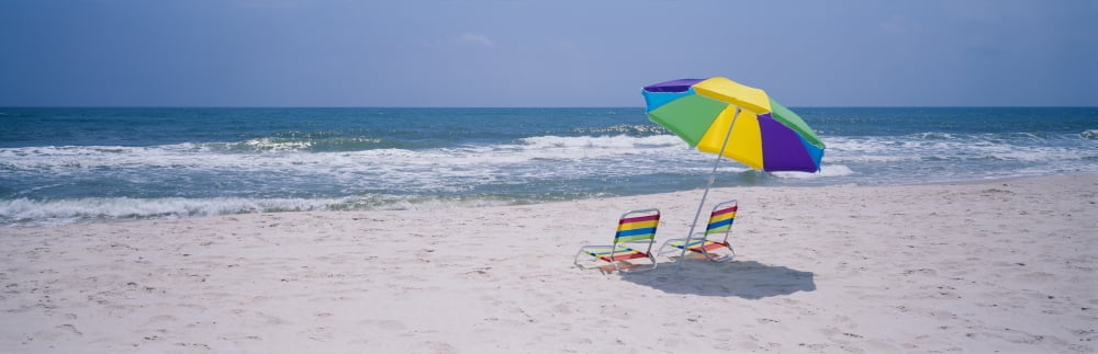 Chairs on the beach Gulf of Mexico Alabama USA Canvas Art - Panoramic Images (36 x 12)