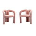 thumbnail image 1 of Chairs set of 2 ，Designed Fabric Upholstered Accent Chair，Comfy Velvet  Triangle Chair， Barrel Side Chairs，Kitchen Armchair for Living Room，Pink, 1 of 7