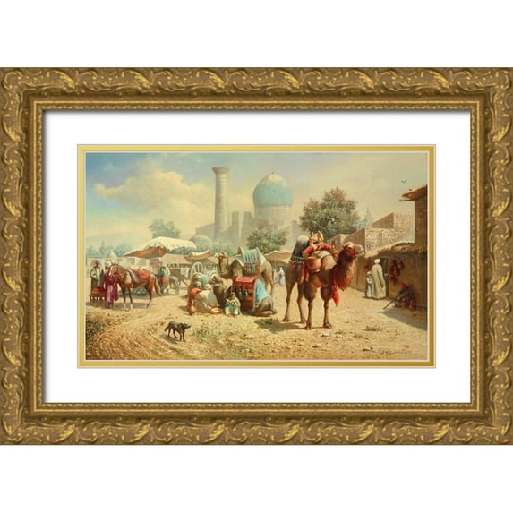 Chairudinov, A. 24x16 Gold Ornate Wood Framed with Double Matting Museum Art Print Titled - Caravan